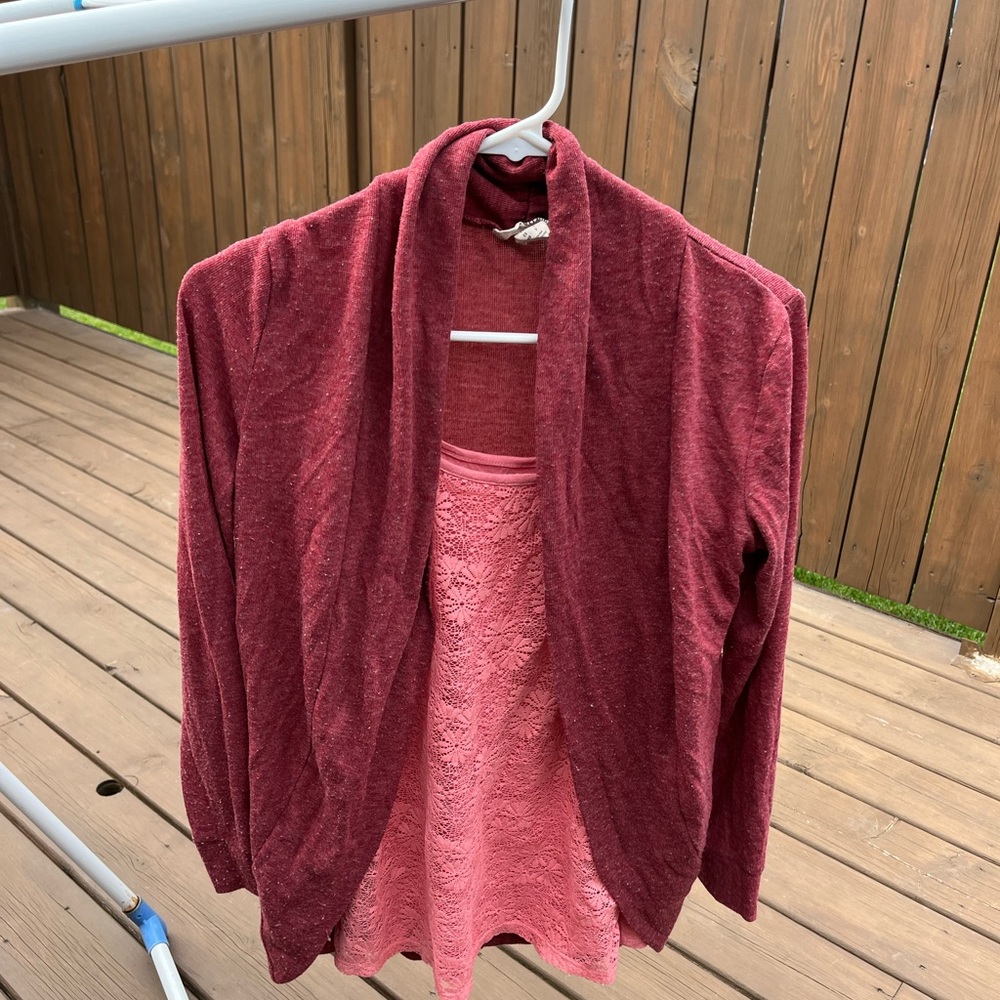 Maroon / Brick Open Cardigan